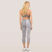 Silbergrau-Glitzer Glitzern Schwarz-weiß Capri Leggings (Rückseite)