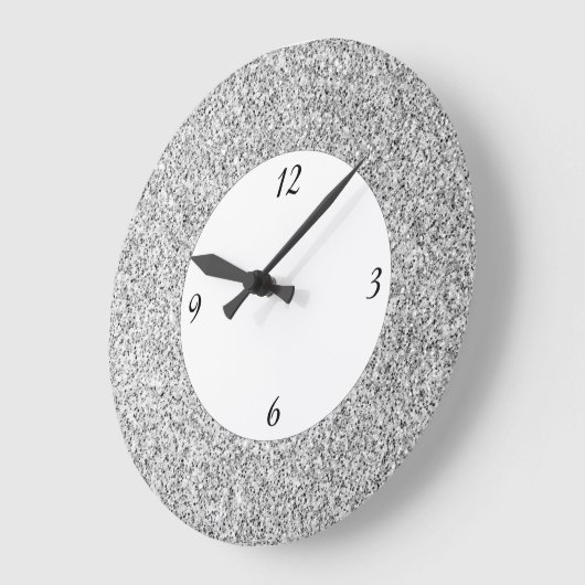 Silbergrau-Glitzer Glitzern Schwarz-weiß Große Wanduhr (Winkel)