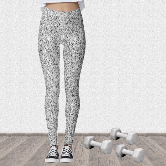 Silbergrau-Glitzer Glitzern Schwarz-weiß Leggings