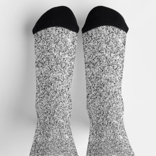 Silbergrau-Glitzer Glitzern Schwarz-weiß Socken (Oben)
