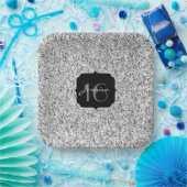 Silbergrau, leicht Glitzer Glitzern Sweet 16 Pappteller (Party)