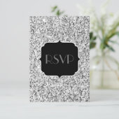 Silbergrau, leicht Glitzer Glitzern Sweet 16 RSVP Karte (Stehend Vorderseite)