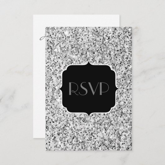 Silbergrau, leicht Glitzer Glitzern Sweet 16 RSVP Karte (Vorne/Hinten)