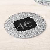 Silbergrau, leicht Glitzer Glitzern Sweet 16 Runder Pappuntersetzer (Angewinkelt)