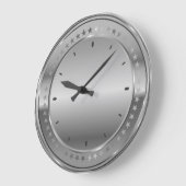 Silbergrau, metallisch, formstabil, aus Edelstahl Große Wanduhr (Winkel)