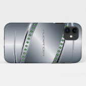 Silbergrau-Metallschau- Diamanten- Monogramm Case-Mate iPhone Hülle (Rückseite (Horizontal))