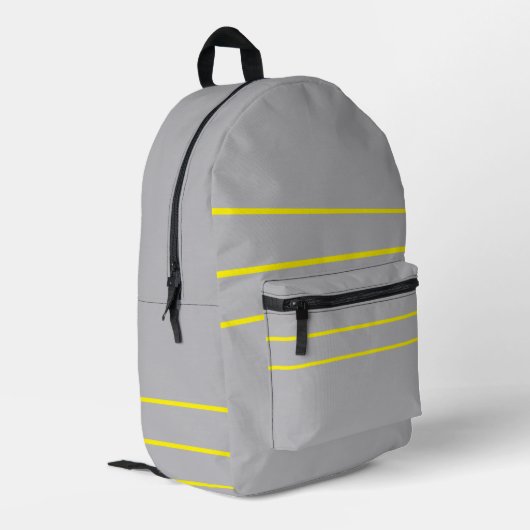 Silbergrau mit Gelb Bedruckter Rucksack (Rückseitige Ecke links)