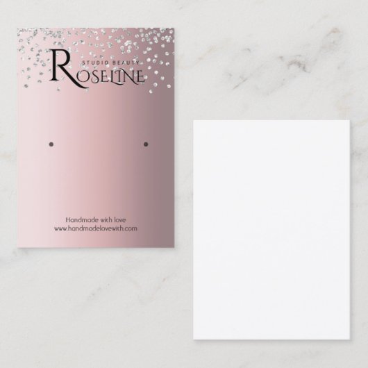 Silbergrau-rosa-Glitzer-Schmuckschmuck Visitenkarte (Vorne/Hinten)