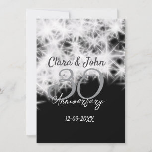 Silbergrau schwarz 30. Hochzeitstag Glitzer Einladung