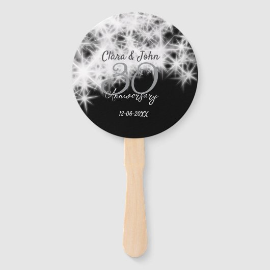 Silbergrau schwarz 30. Hochzeitstag Glitzer Fächer (Vorderseite)