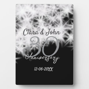 Silbergrau schwarz 30. Hochzeitstag Glitzer Fotoplatte