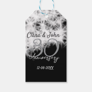 Silbergrau schwarz 30. Hochzeitstag Glitzer Geschenkanhänger