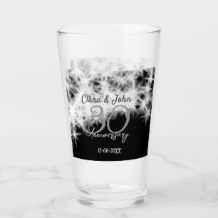Silbergrau schwarz 30. Hochzeitstag Glitzer Glas