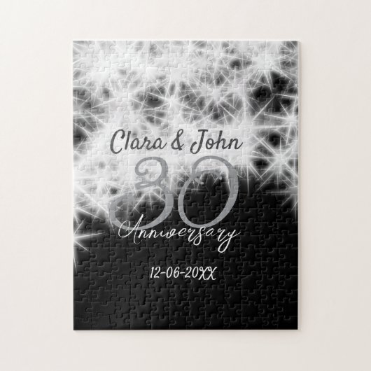 Silbergrau schwarz 30. Hochzeitstag Glitzer Puzzle (Vertikal)