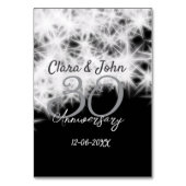 Silbergrau schwarz 30. Hochzeitstag Glitzer Tischnummer (Rückseite)