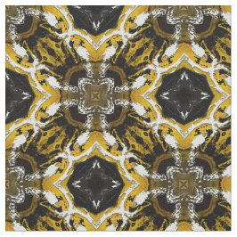 Silbergrau, schwarz, gelb runder Fliesen Muster Stoff