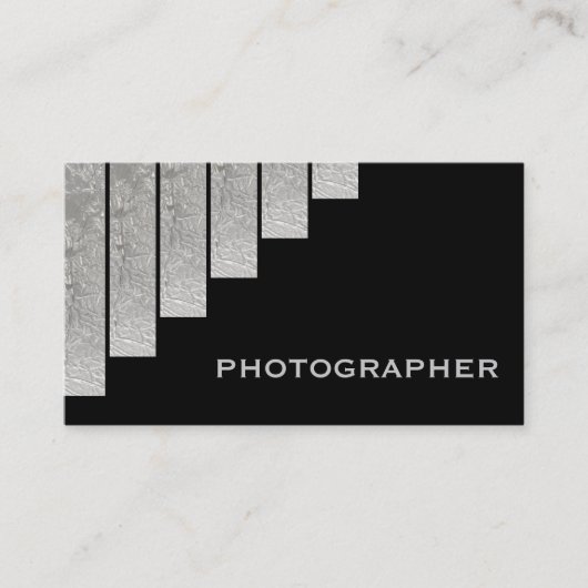 Silbergrau, schwarz, vertikale Streifen Fotograf Visitenkarte (Vorderseite)