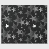 Silbergrau-Sterne-Druck Geschenkpapier (Flach)