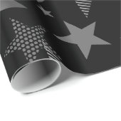 Silbergrau-Sterne-Druck Geschenkpapier (Rolleneckpunkt)