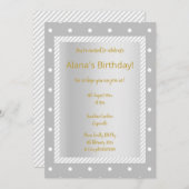 Silbergrau Streifen Spot elegante Party Einladunge Einladung (Vorne/Hinten)