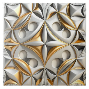 Silbergrau und Gold Geometrische Illusion Fliese