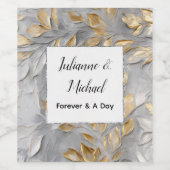 Silbergraue Blätter Hochzeit Weinetikett (Einzelnes Label)