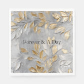 Silbergraue Blätter Serviette (Vorderseite)