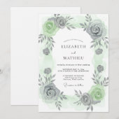 Silbergraue Blätterhochzeit Einladung (Vorne/Hinten)