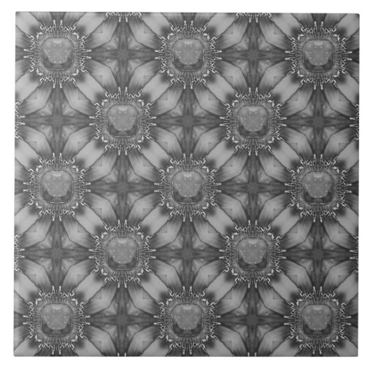 Silbergraue Blume mit Edelmetall-Muster Fliese (Vorderseite)