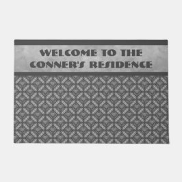 Silbergraue Blume mit Edelmetall-Muster Fußmatte