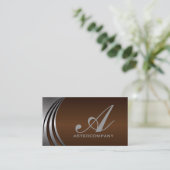 Silbergraue Chocolbraun, Monogramm Visitenkarte (Stehend Vorderseite)