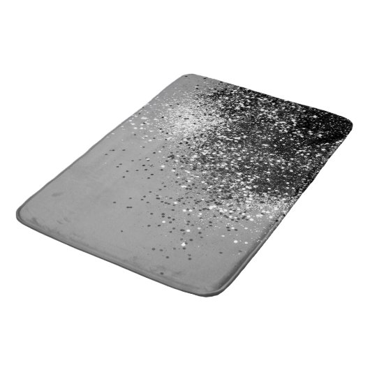 Silbergraue Dame Glitzer #1 #gliny Badematte (Schrägansicht)