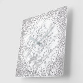 Silbergraue Diamantkristalle Marmorweiß Schlaganfä Quadratische Wanduhr (Winkel)