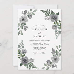 Silbergraue Eukalyptus-Hochzeit Einladung