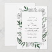 Silbergraue Farn-Hochzeit Einladung (Vorne/Hinten)