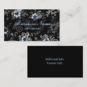 Silbergraue florale Visitenkarte 3 (Vorne/Hinten)