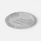 Silbergraue Girl-Fußball Geburtstagsparty Pappteller (Schrägansicht)