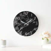 Silbergraue graue arabische Zahlen Marmorschwarz Große Wanduhr (Zuhause)