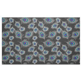 Silbergraue/graue Pfauenfedern auf Grafit Stoff (Fat Quarter (45,7 x 55,9 cm))