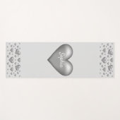 Silbergraue Herzen mit benutzerdefiniertem Text Yogamatte (Vorderseite (Horizontal))