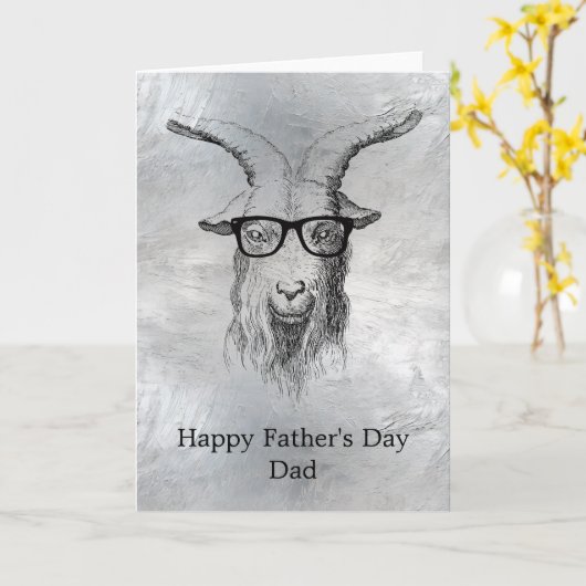 Silbergraue Hipster Ziege Karte (Gelbe Blume)