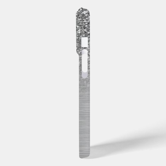 Silbergraue Imitate Glitzer und Metallgewebe Case-Mate iPhone Hülle (Rückseite / Links)