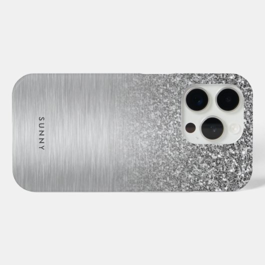 Silbergraue Imitate Glitzer und Metallgewebe Case-Mate iPhone Hülle (Rückseite (Horizontal))