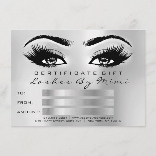 Silbergraue Lashes Makeup Artist Certificate Gift (Vorderseite)