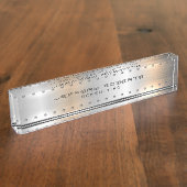 Silbergraue metallisch gebürstete Aluminiumstruktu Namensplakette (Seite)