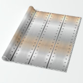 Silbergraue metallische Streifen Geschenkpapier (Ungerollt)