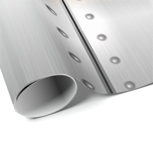 Silbergraue metallische Streifen Geschenkpapier (Rolleneckpunkt)