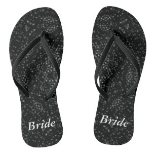 Silbergraue Punkte Schwarzes Kaleidoskop Braut Badesandalen