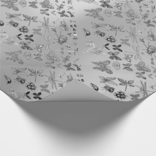 Silbergraue Schmetterlingsinsekten Edelsteine Diam Geschenkpapier (Ecke)