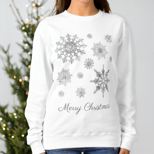 Silbergraue Schneeflocken mit fröhlichem Weihnacht Sweatshirt